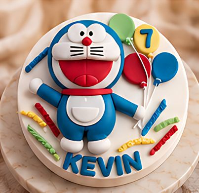 Pastís decorat amb un personatge de dibuixos i el nom Kevin